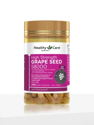 Healthy Care High Strength Grape Seed 58000 – 200 Capsules