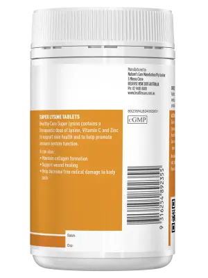 Healthy Care Super Lysine Cold Sore Relief – 100 Tablets