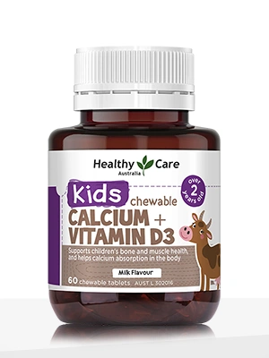 Healthy Care Kids Calcium + Vitamin D3 - 60 Chewable Tablets