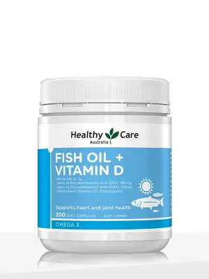 Healthy Care Fish Oil + Vitamin D – 200 Capsules