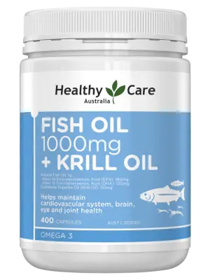 Healthy Care Fish Oil 1000mg + Krill Oil – 400 Capsules