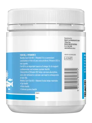 Healthy Care Fish Oil + Vitamin D – 200 Capsules