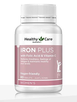 Healthy Care Iron Plus with Folic Acid + Vitamin C – 80 Tablets